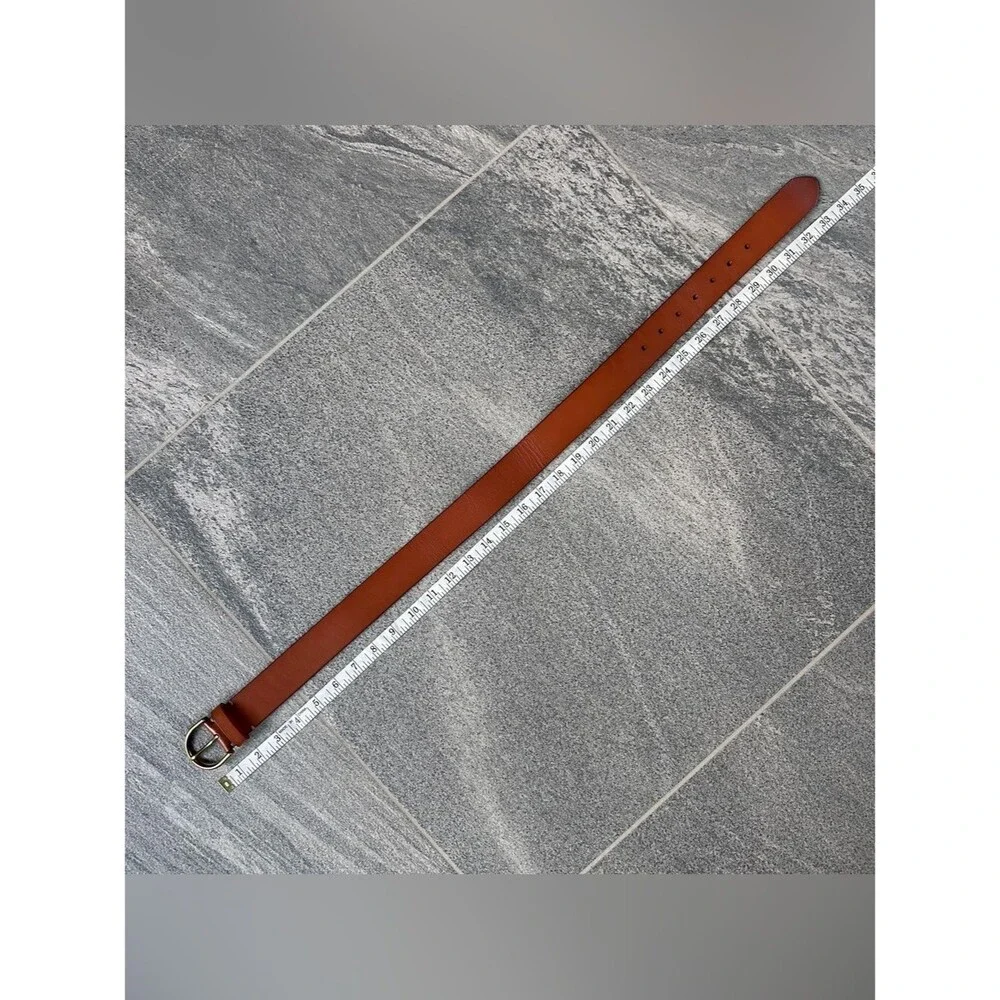 NWT American Eagle AE Cow Leather Belt in Cognac w/ Brass Buckle 34